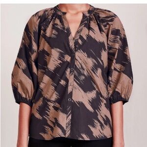 Apiece Apart Black and Brown Patterned Blouse